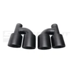 Double Black Exhaust Tips Offset In-63 Out-101 Slant Cut Black - Image 2