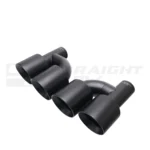 Double Black Exhaust Tips Offset In-63 Out-101 Slant Cut Black