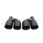 Double Black Exhaust Tips Offset In-63 Out-101 Slant Cut Black - Image 3