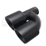 Double Black Exhaust Tips Offset In-63 Out-101 Slant Cut Black - Image 4