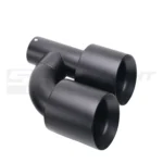 Double Black Exhaust Tips Offset In-63 Out-101 Slant Cut Black - Image 5