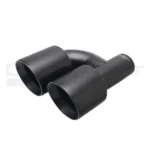 Double Black Exhaust Tips Offset In-63 Out-101 Slant Cut Black - Image 6