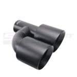 Double Black Exhaust Tips Offset In-63 Out-101 Slant Cut Black - Image 8