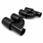 Black exhaust tips set slant cut offset 89mm offset - Image 2