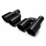 Black exhaust tips set slant cut offset 89mm offset - Image 3