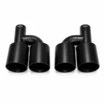 Black exhaust tips set slant cut offset 89mm offset - Image 4