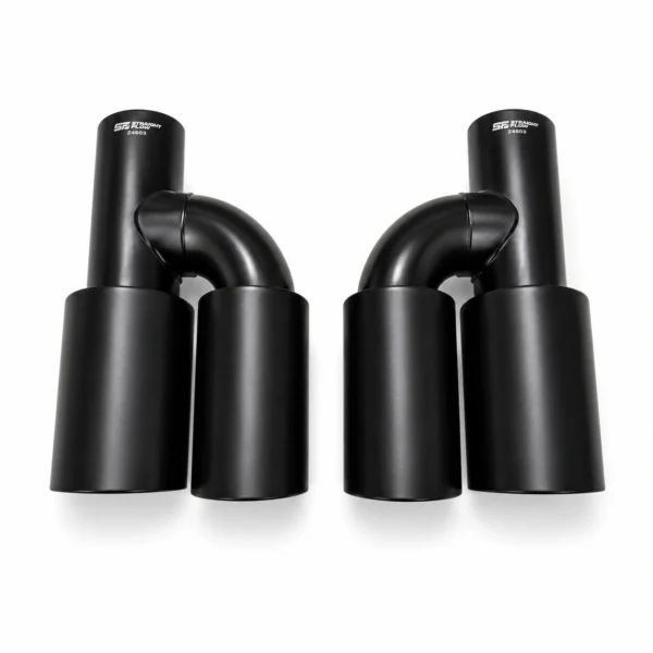 Black exhaust tips set slant cut offset 89mm offset